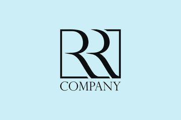 RR initial letter logo in square shape design