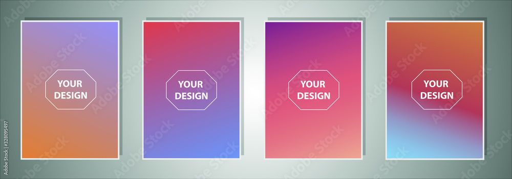 Poster set of abstract gradient banners. minimal style color background. template for wallpaper, mobile app
