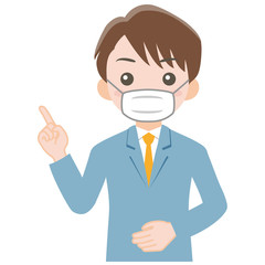 マスクをしたスーツの男性_上半身