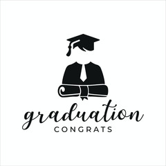 Graduate Education Logo Illustration Vector Sign Premium Quality