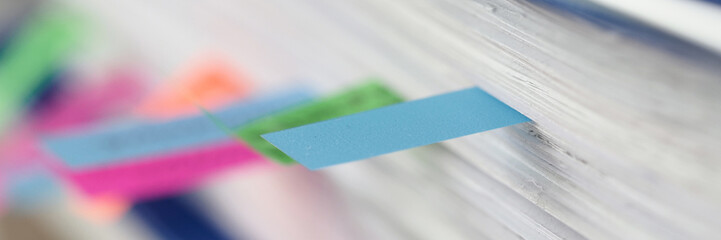 Close up color stickers between documents folder