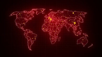 Animation of coronavirus spread on world map - Powered by Adobe