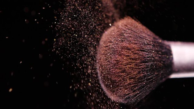 Colour Paint Concept, Make up brush with powder Slow Motion