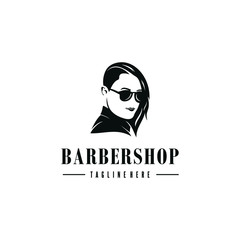 Barber shop logo design. Hair salon logo. A man barber shop logotype.