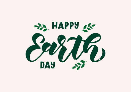 Happy Earth day hand drawn lettering
