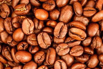 Macro photo of roasted coffee beans background