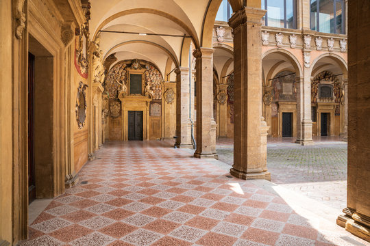 Ancient University of Medicine, Archiginnasio, Library, Bologna, Italy