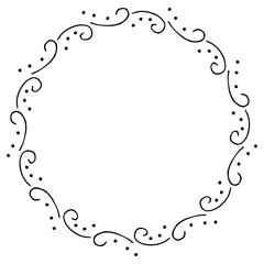 black and white vector frame in rustic style. wreath of branches