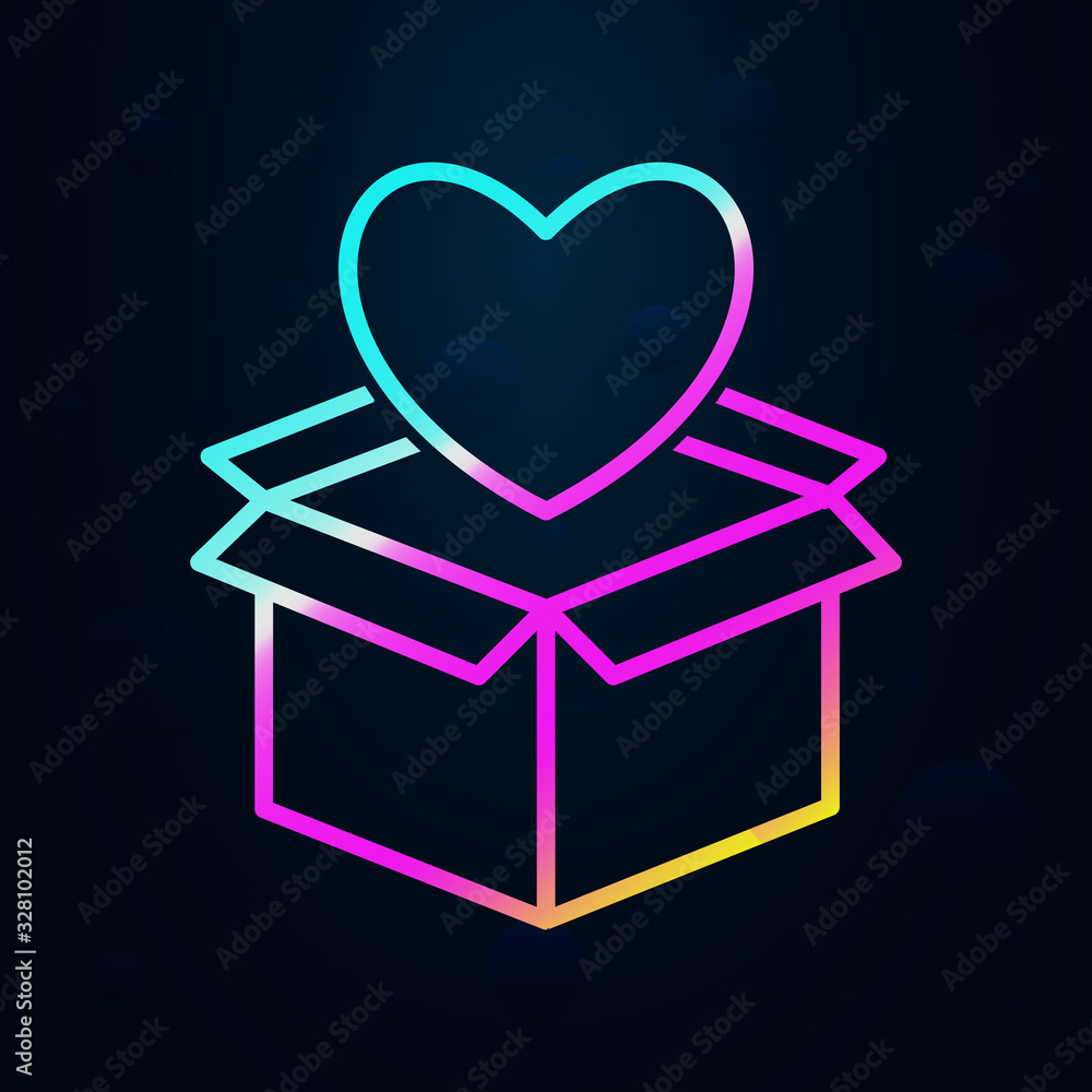 Poster box with a heart in nolan style icon. Simple thin line, outline vector of cargo logistic icons for ui and ux, website or mobile application