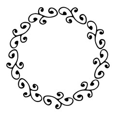 black and white vector frame in rustic style. wreath of branches