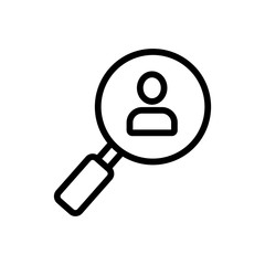 magnifying glass is a human vector icon. Thin line sign. Isolated contour symbol illustration