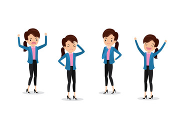 Obraz premium Set of happy and sad businesswomen,human emotions