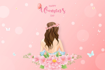 Obraz na płótnie Canvas 8 March, International Women's Day. The girl will marry. A horizontal format design ideal for a web banner or greeting card.EPS10