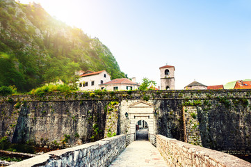Fototapeta na wymiar Gate to the Old Town of Kotor, Montenegro. Summer landscape. Famous travel destination.
