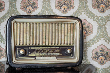 March 1, 2020 - Rome, Italy - Telefunken Mignonette, an old transistor radio, with knobs and...