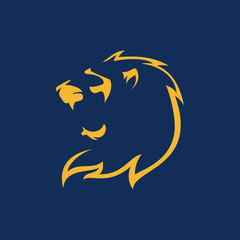 Lion head stylized on blue background vector illustration