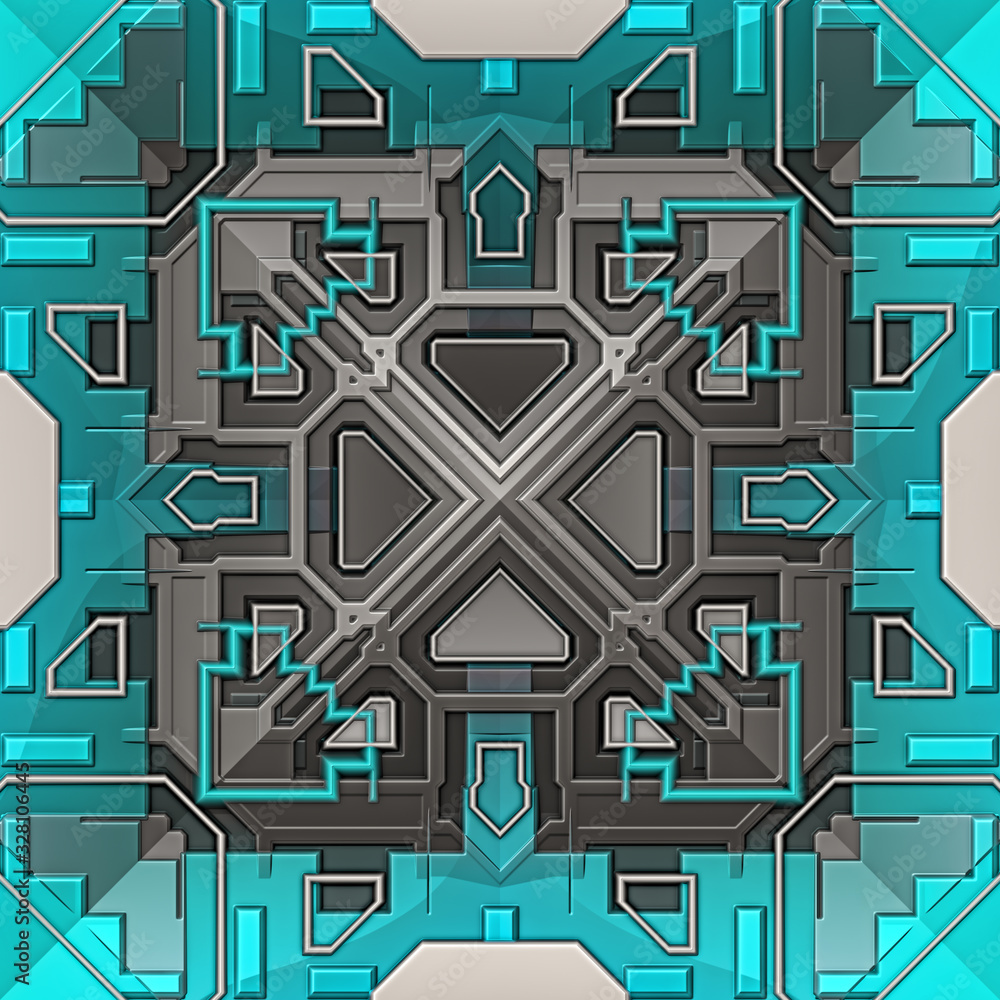 Wall mural 3d effect - abstract geometric metallic texture pattern