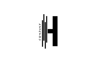 alphabet H black white letter logo design with lines icon for company and business