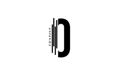alphabet O black white letter logo design with lines icon for company and business