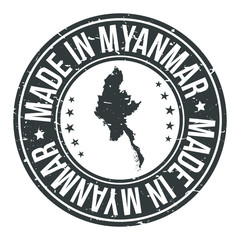 Made in Myanmar Map. Quality Original Stamp Design Vector Art.