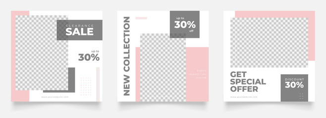 clean pink color social media post template for digital marketing and sale promo. furniture or fashion advertising. instagram banner offer. promotional mockup photo vector frame