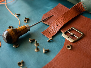 Production of genuine leather. Instruments. Genuine leather design. Metal fittings. Clothing...