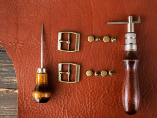 Production of genuine leather. Instruments. Genuine leather design. Metal fittings. Clothing...
