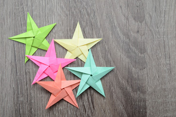 Fototapeta na wymiar origami folding paper stars