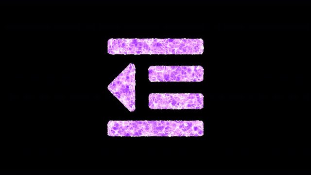 Symbol outdent shimmers in three colors: Purple, Green, Pink. In - Out loop. Alpha channel Premultiplied - Matted with color black