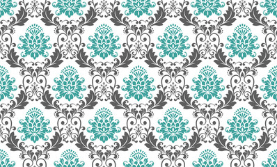 Wallpaper in the style of Baroque. Seamless vector background. Color floral ornament. Graphic pattern for fabric, wallpaper, packaging. Ornate Damask flower ornament