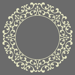 Decorative frame Elegant vector element for design in Eastern style, place for text. Floral grey border. Lace illustration for invitations and greeting cards