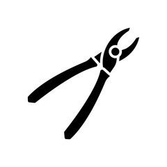 Plier tool black icon, concept illustration, vector flat symbol, glyph sign.