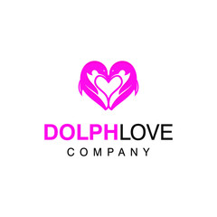 Dolphin logo design. Awesome dolphin and love logo. A dolphin love logotype.