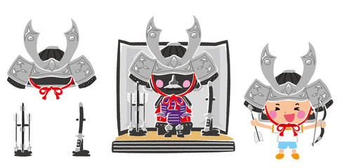 子供の日の鎧兜のイラスト