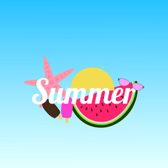 colorful background with summer essentials