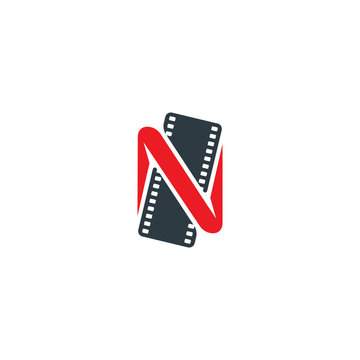 N letter and film strip vector logo design