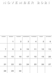 November 2021 calendar template