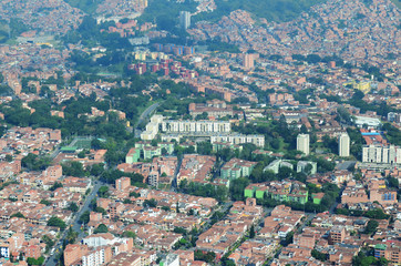 Fototapeta premium Panoramic from the air municipality of Medellin - corregimiento of San Cristobal