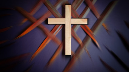 Fototapeta na wymiar Lent Season,Holy Week and Good Friday concepts - photo of wooden cross in vintage background