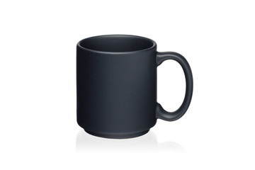 Black cup isolated on a white background.
