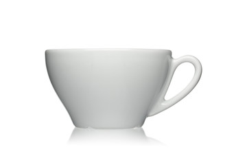 White porcelain cup for cappuccino isolated on a white background
