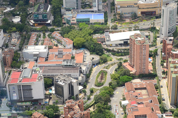 Obraz premium Panoramic of Medellin from the air, populated sector
