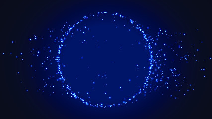 Dark background with sparkling circle. Vector.