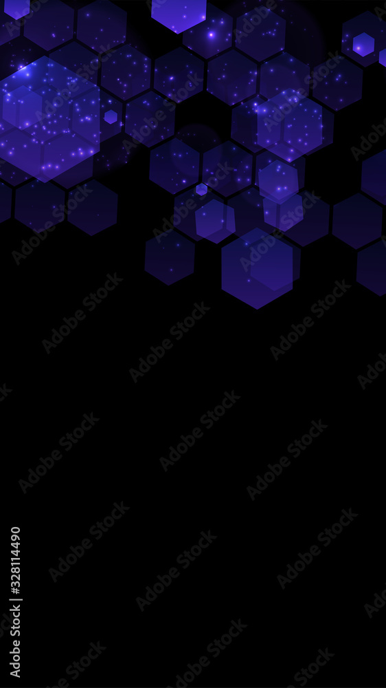 Aufkleber Modern dark background with hexagons for mobile app. Modern dark abstract vector texture. Hexagon pattern. Gradient web ui design. Mobile app interface. Vector illustration layout template design.