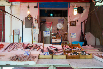 Palermo, typical fish market of southern Italy