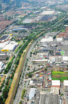 Panoramic from the air municipality of Envigado near Medellin