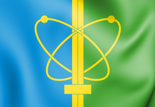 3D Flag of Zarechny (Penza Oblast), Russia. 3D Illustration.