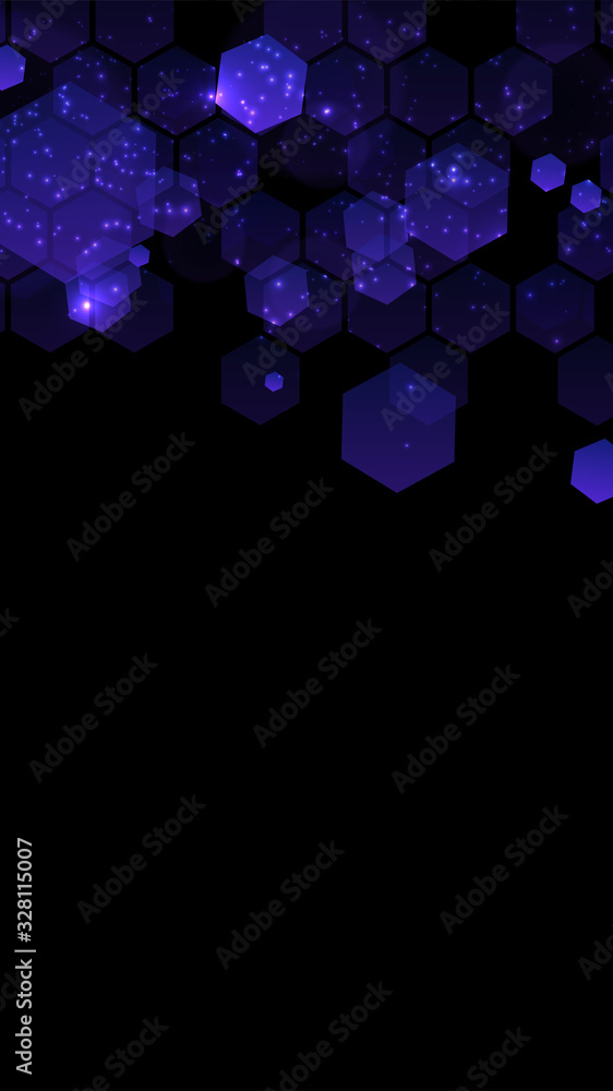 Fototapete Modern dark background with hexagons for mobile app. Modern dark abstract vector texture. Hexagon pattern. Gradient web ui design. Mobile app interface. Vector illustration layout template design.