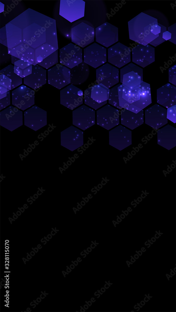 Leinwandbilder Modern dark background with hexagons for mobile app. Modern dark abstract vector texture. Hexagon pattern. Gradient web ui design. Mobile app interface. Vector illustration layout template design.
