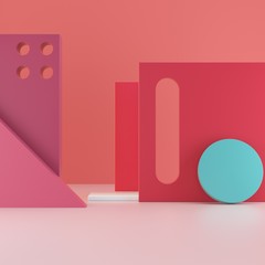 abstract geometric shape pink scene concept decoration 3d rendering